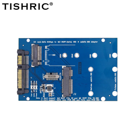 TISHRIC M.2 NGFF Msata SSD To SATA 3.0 2.5 Adapter M2 PCI SSD Converter Riser Card For PC Laptop Add On Card up to 6Gps