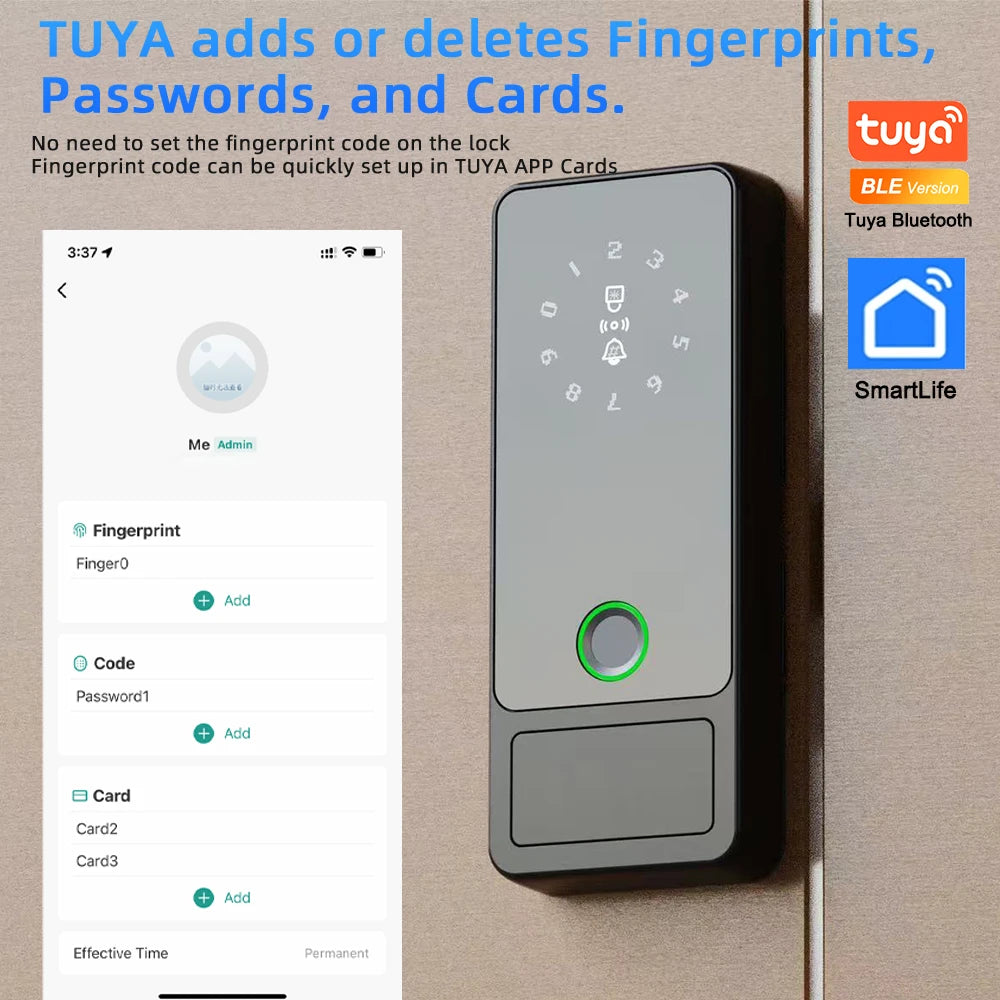 CDOK G18Tuya Bluetooth password lock, APP/fingerprint/password/swipe card/key unlock