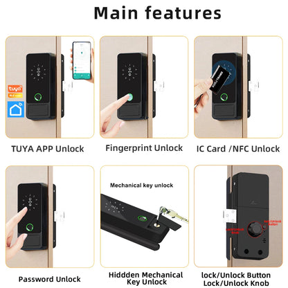 CDOK G18Tuya Bluetooth password lock, APP/fingerprint/password/swipe card/key unlock