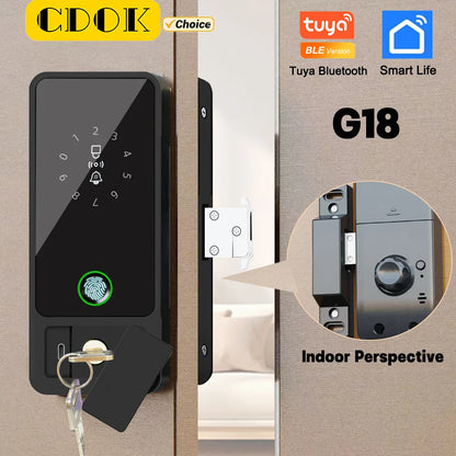 CDOK G18Tuya Bluetooth password lock, APP/fingerprint/password/swipe card/key unlock