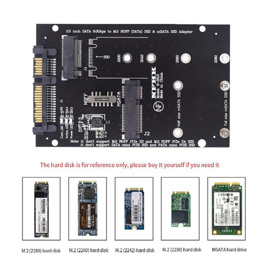 TISHRIC M.2 NGFF Msata SSD To SATA 3.0 2.5 Adapter M2 PCI SSD Converter Riser Card For PC Laptop Add On Card up to 6Gps