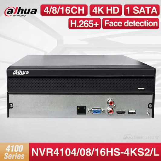 Dahua Multilingual 4K Smart Ai 4/8/16Channels Video Recorder Face Detection CCTV Security Monitor System NVR4104/08/16HS-4KS2/L