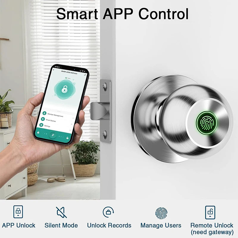 CIEPOJIET Fingerprint Lock for Tuya Smart Lock with Bluetooth Door Lock Keyless Entry with Fingerprint and Tuya App