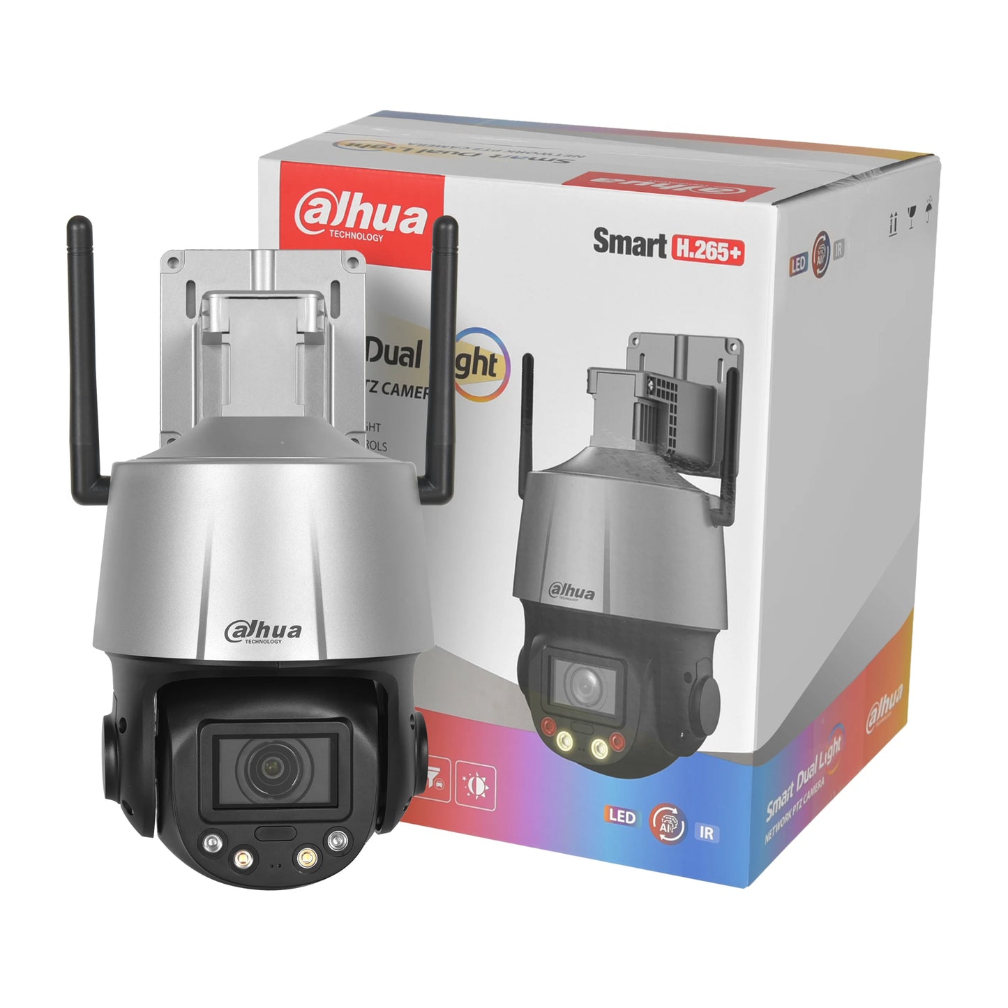 Dahua IP Camera 4MP 5X Zoom Smart Dual Light WizSense Wi-Fi IR PTZ Camera SD3C405DB-GNY-AW-PV Built-in Mic Speaker SD Card Slot