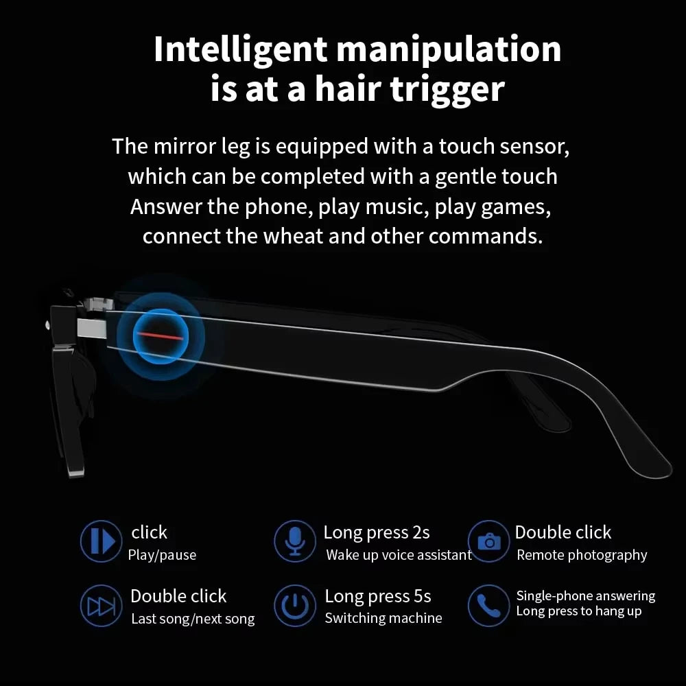 Xiaomi E13 Bluetooth Smart Glasses With Automatic Adjustment AI Voice Noise Reduction Music Eyewear Waterproof Calls Eyeglass